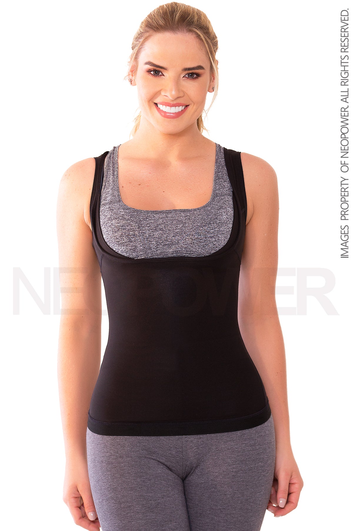 Combo Faja Camiseta Térmica Osmotex (Negro) + Faja panty levanta cola doble  compresión (Mocca) NEOPOWER
