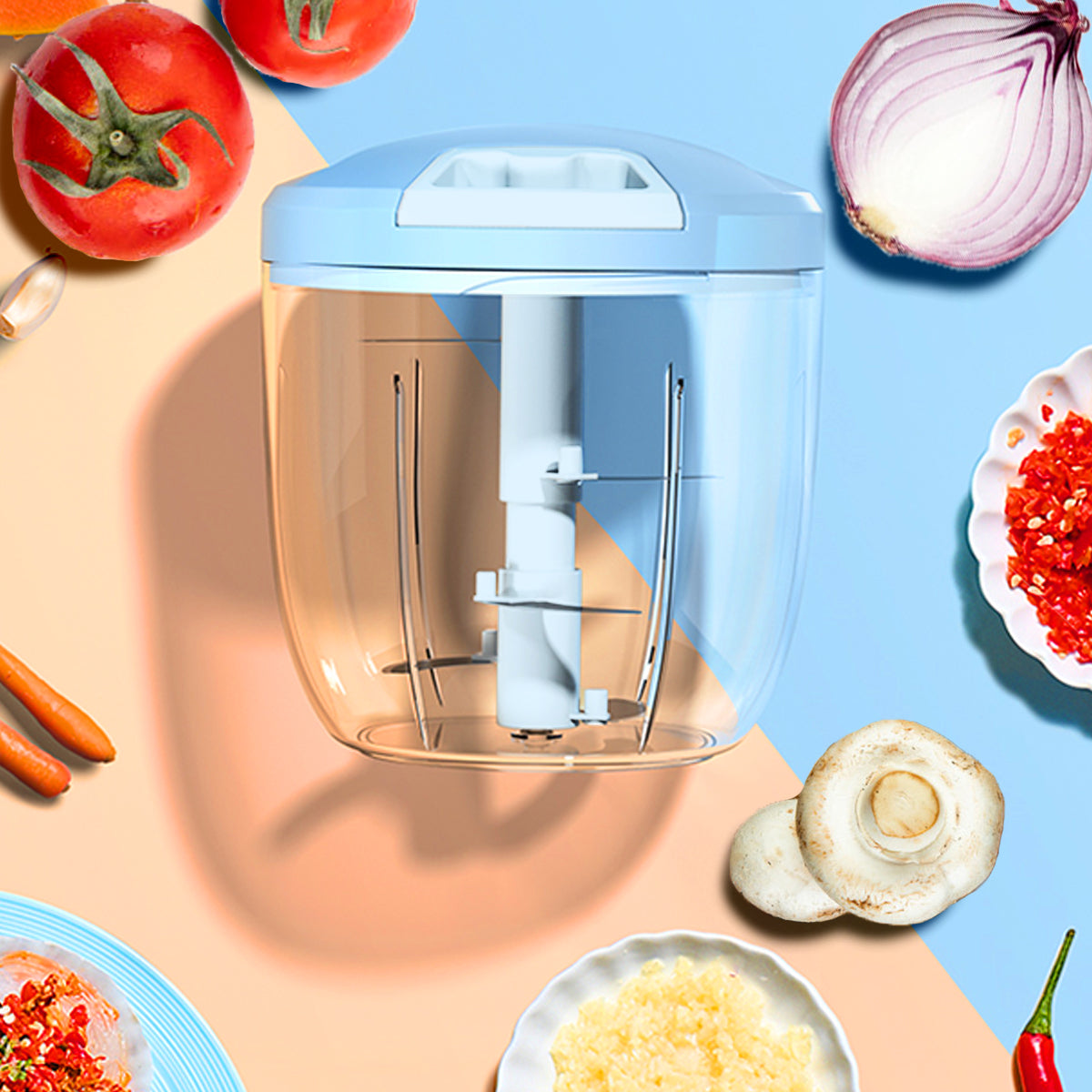Hommini Picador De Verduras De Alimentos HOMMINI De 1000 ML, Procesador De ...